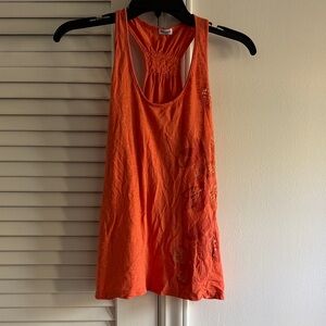 Splendid Orange Racerback Tank Top with Floral Detail SZ XS